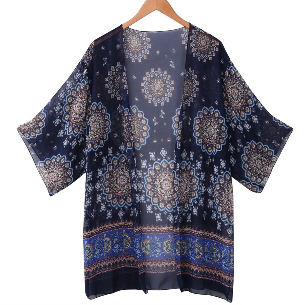 🌟New Boho Hippie Blue Beach Bikini Cute Kimono - Picture 6 of 8